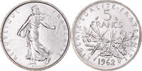 Frankreich 5 Francs Münze, Semeuse, Paris, VZ+, Silber, KM:926 -