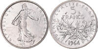 Frankreich 5 Francs Münze, Semeuse, Paris, VZ+, Silber, KM:926 -