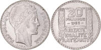 Frankreich 20 Francs Münze, Turin, Paris, VZ, Silber, KM:879 -