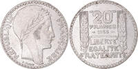 Frankreich 20 Francs Münze, Turin, Paris, VZ, Silber, KM:879 -