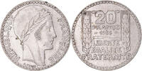 Frankreich 20 Francs Münze, Turin, Paris, VZ, Silber, KM:879 -