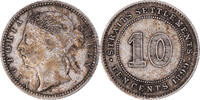 Straits Settlements 10 Cents Münze, Victoria, SS, Silber, KM:11 -