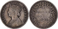 INDIA-BRITISH 1/4 Rupee Münze, Victoria, S+, Silber, KM:490 -
