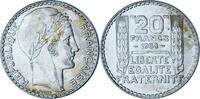 Frankreich 20 Francs Münze, Turin, Paris, VZ+, Silber, KM:879 -