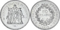 Frankreich 50 Francs Münze, Hercule, Paris, VZ+, Silber, KM:941.1 -