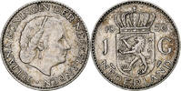 Niederlande Gulden Münze, Juliana, SS+, Silber, KM:184 -
