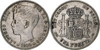 Spanien Peseta Alfonso XIII, Valencia, Silber, SS, KM:706 -