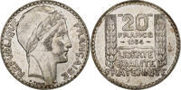 Frankreich 20 Francs Münze, Turin, Paris, VZ, Silber, KM:879 -