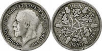 Großbritannien 6 Pence Münze, George V, S+, Silber, KM:832 -
