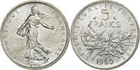 Frankreich 5 Francs Münze, Semeuse, VZ+, Silber, KM:926, Gadoury:770 -
