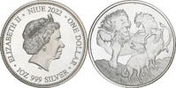 Niue 1 Dollar, 1 Oz LION Contre Hyènes, New Zealand, Silber, STGL -
