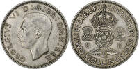 Großbritannien 2 Shillings George VI, London, Silber, SS, KM:855 -