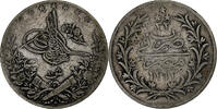 Ägypten 10 Qirsh Münze, Abdul Hamid II, Misr, S+, Silber -