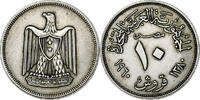 Ägypten 10 Piastres Münze, VZ+, Silber, KM:398 -