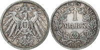 GERMANY - EMPIRE Mark Münze, Wilhelm II, Berlin, S+, Silber, KM:14 -