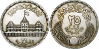 Ägypten 25 Piastres Rotated die axis error, Silber, SS, KM:385 -
