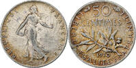 Frankreich 50 Centimes Münze, Semeuse, Paris, SS, Silber, KM:854 -