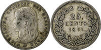 Niederlande 25 Cents Münze, Wilhelmina I, S, Silber, KM:115 -