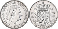 Niederlande 2-1/2 Gulden Münze, Juliana, SS, Silber, KM:185 -