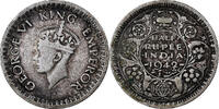 Britisch-Indien 1/2 Rupee George VI, Silber, S+, KM:552 -