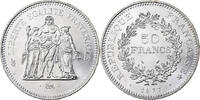 Frankreich 50 Francs Münze, Hercule, Paris, VZ+, Silber, KM:941.1 -