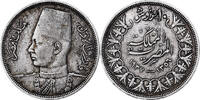 Ägypten 10 Piastres Farouk, British Royal Mint, Silber, VZ -