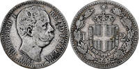 Italien 2 Lire Münze, Umberto I, Rome, S+, Silber, KM:23 -