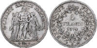 Frankreich 5 Francs Münze, Hercule, Bordeaux, S+, Silber, KM:820.2 -