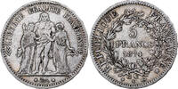 Frankreich 5 Francs Münze, Hercule, Bordeaux, S+, Silber, KM:820.2 -
