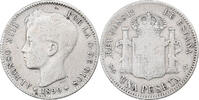 Spanien 1 Peseta Alfonso XIII, vega, Silber, S+, KM:706 -