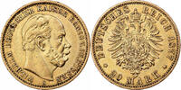 Deutsch Staaten 20 Mark Münze, PRUSSIA, Wilhelm I, Berlin, SS+, Gold -