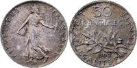 Frankreich 50 Centimes Münze, Semeuse, Paris, SS+, Silber, KM:854 -