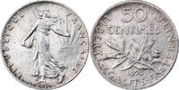 Frankreich 50 Centimes Münze, Semeuse, Paris, S+, Silber, KM:854 -