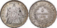 Frankreich 5 Francs Hercule, Paris, Silber, SS+, Gadoury:745a, KM:820.1 -