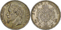 Frankreich 5 Francs Napoleon III, Strasbourg, Silber, SS+, Gadoury:739 -