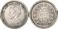 Niederlande 10 Cents Wilhelmina I, Silber, SS, KM:145 -