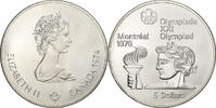 Kanada 5 Dollars Münze, Elizabeth II, 1976 Olympics - Athlete with Torch -