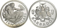 Barbados 10 Dollars Münze, Franklin Mint, Proof, STGL, Silber, KM:17a -