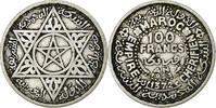 Marokko 100 Francs MOROCCO, Paris, KM #52, Silver, 4.01 -