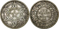 Marokko 100 Francs MOROCCO, Paris, KM #52, Silver, 4.01 -