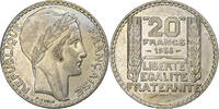 Frankreich 20 Francs Münze, Turin, Paris, VZ+, Silber, KM:879 -