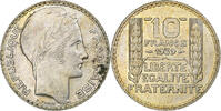 Frankreich 10 Francs 1939 Paris Münze, Turin, Paris, VZ+, Silber, KM:878