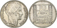 Frankreich 10 Francs Münze, Turin, Paris, VZ+, Silber, KM:878 -