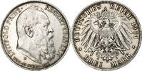 Deutsch Staaten 3 Mark BAVARIA, Otto, Munich, Luitpold, Silber, VZ -