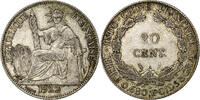 French Indochina 20 Cents Münze, Französisch Indochina, Paris, SS+, Silber, Lecompte:222 -