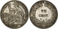 French Indochina 20 Cents Münze, FRENCH INDO-CHINA, Paris, SS+, Silber, KM:17.1 -