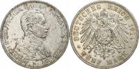 Deutsch Staaten 5 Mark Münze, PRUSSIA, Wilhelm II, Berlin, SS+, Silber -