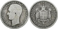 Griechenland Drachma Münze, George I, Paris, S, Silber, KM:38 -