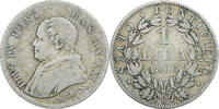 Italien Staaten Lira Münze, PAPAL STATES, Pius IX, Roma, S+ -