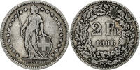 Schweiz 2 Francs Münze, Bern, S, Silber, KM:21 -